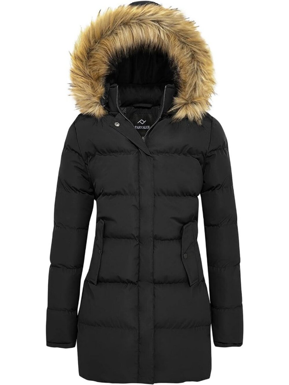 Cozy Women's Hooded Winter Parka Jacket - Warm Quilted Puffer Coat with Fur Trim